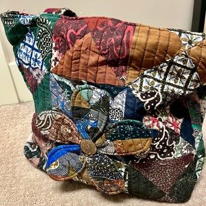 Quilted Tote Bag with Flower